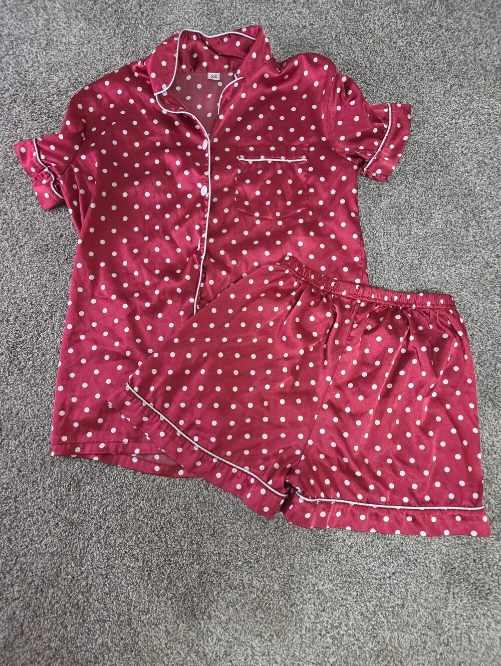Womens Polka Dot Short Pajama Set - Pink